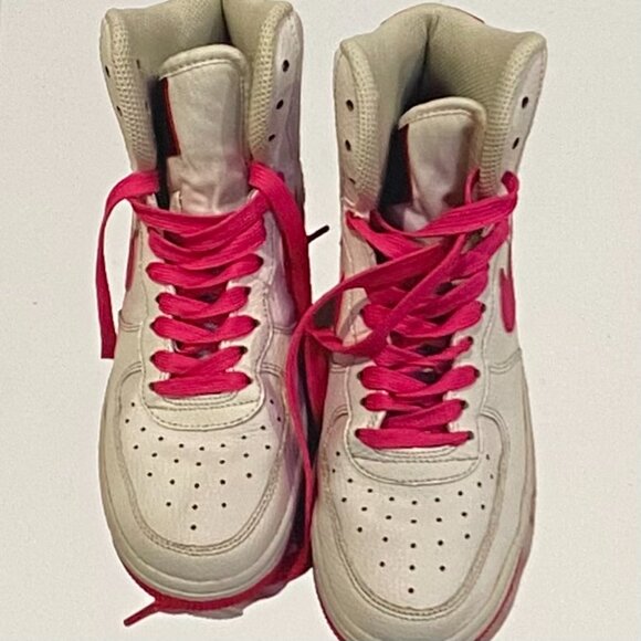 NIKE DUNK AIR FORCE FUCHSIA  AND WHITE ICONIC HIGH TOP LADIES SZ 8 - Picture 4 of 9